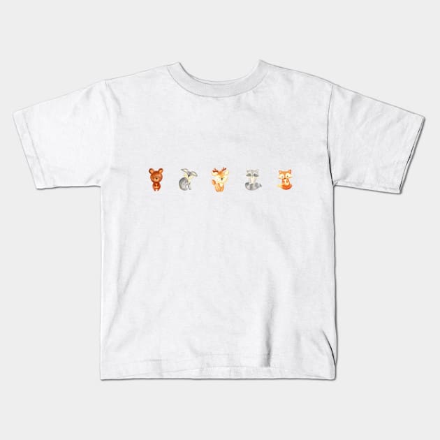 Cute Woodland baby animals Kids T-Shirt by Harpleydesign